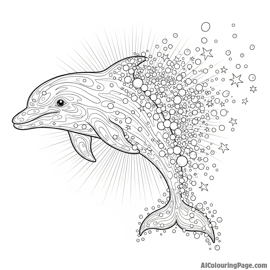 A digital art piece showing a dolphin’s spirit form dissolving into countless particles of light.