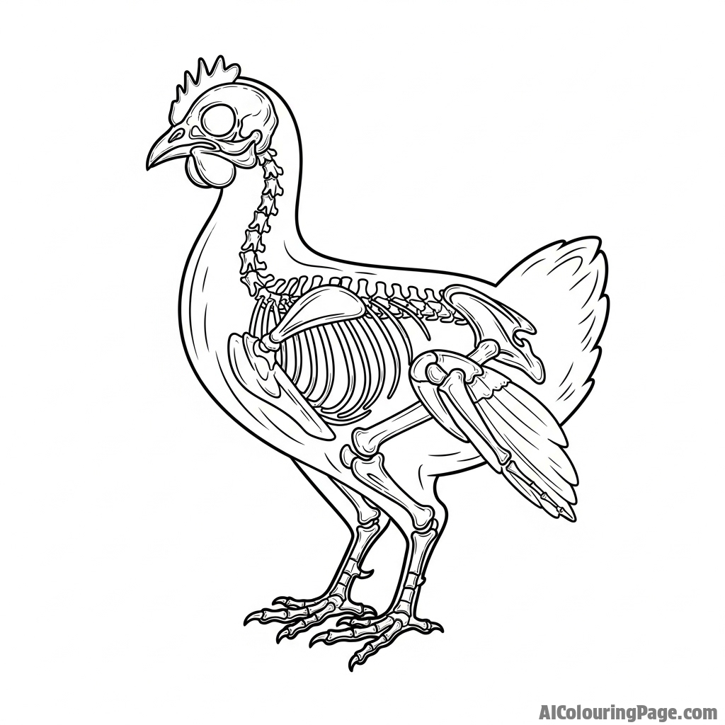 An x-ray image of a chicken.