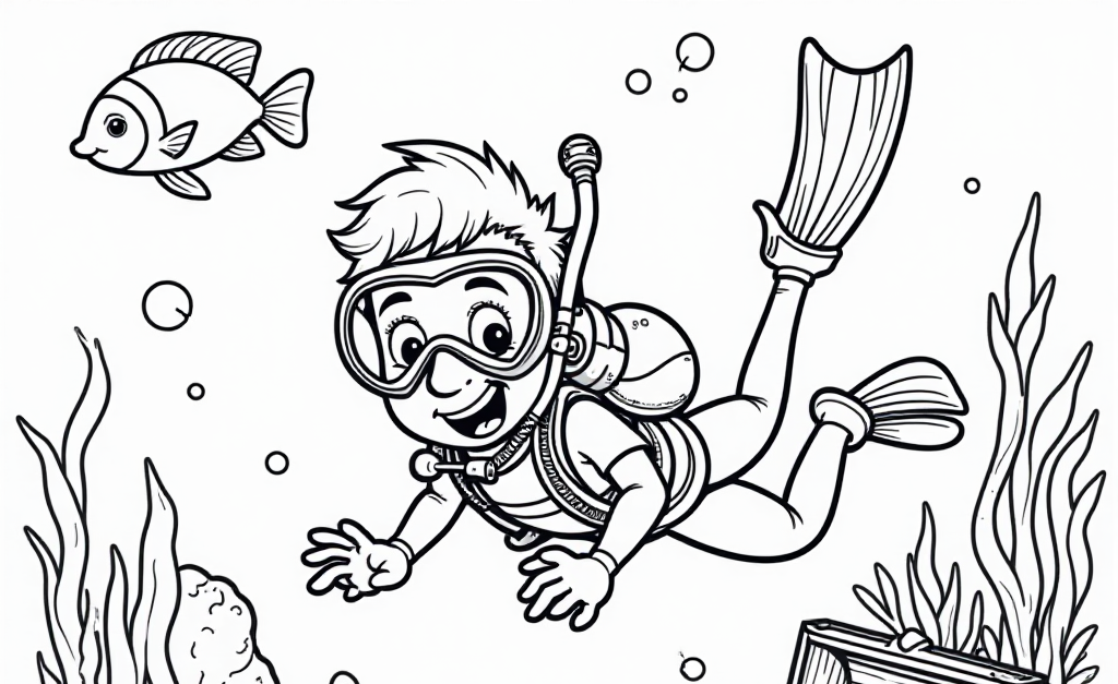 Free Underwater adventure Coloring Pages