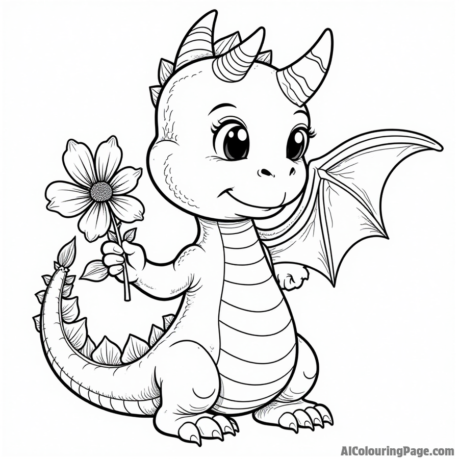 Dragon holding a flower