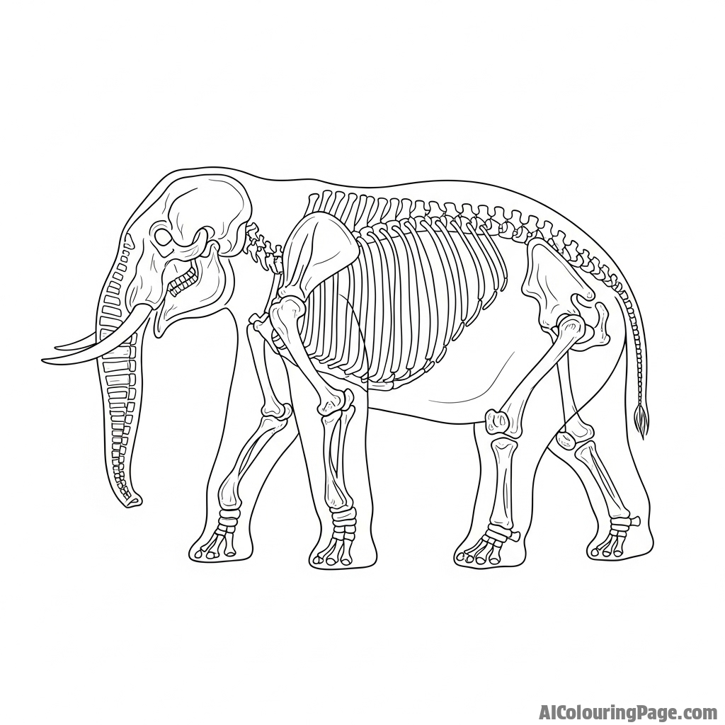 An x-ray view of an elephant, revealing its massive skeletal structure.