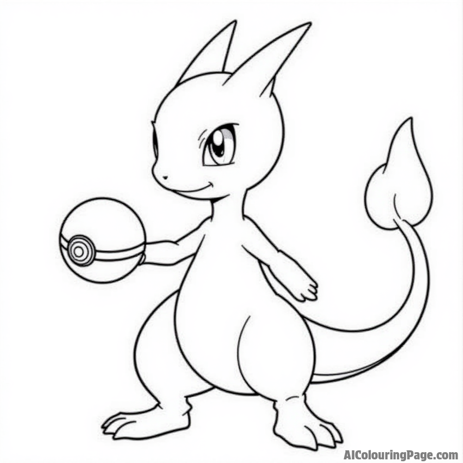 Mewtwo holding a Pokeball in its hand