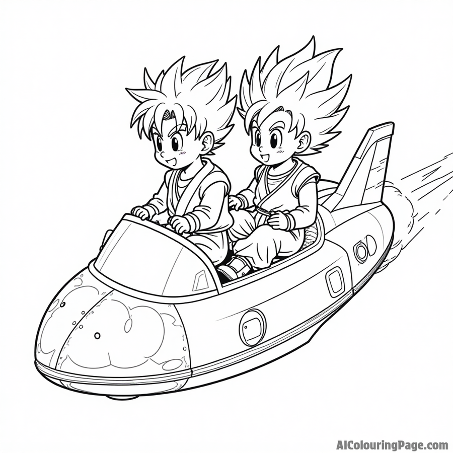 Goku and Bulma on a spaceship