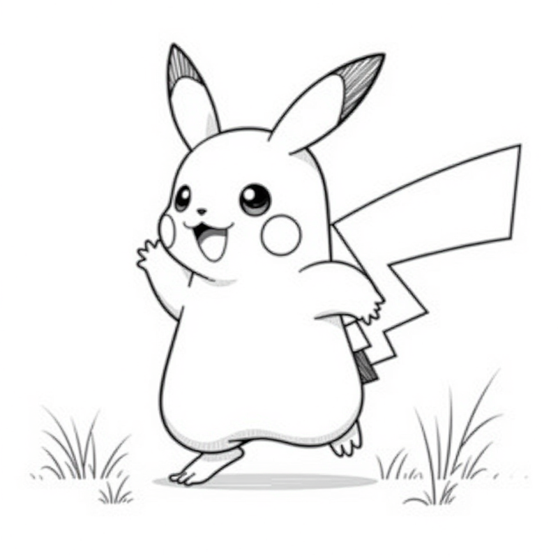 Pikachu running on a field