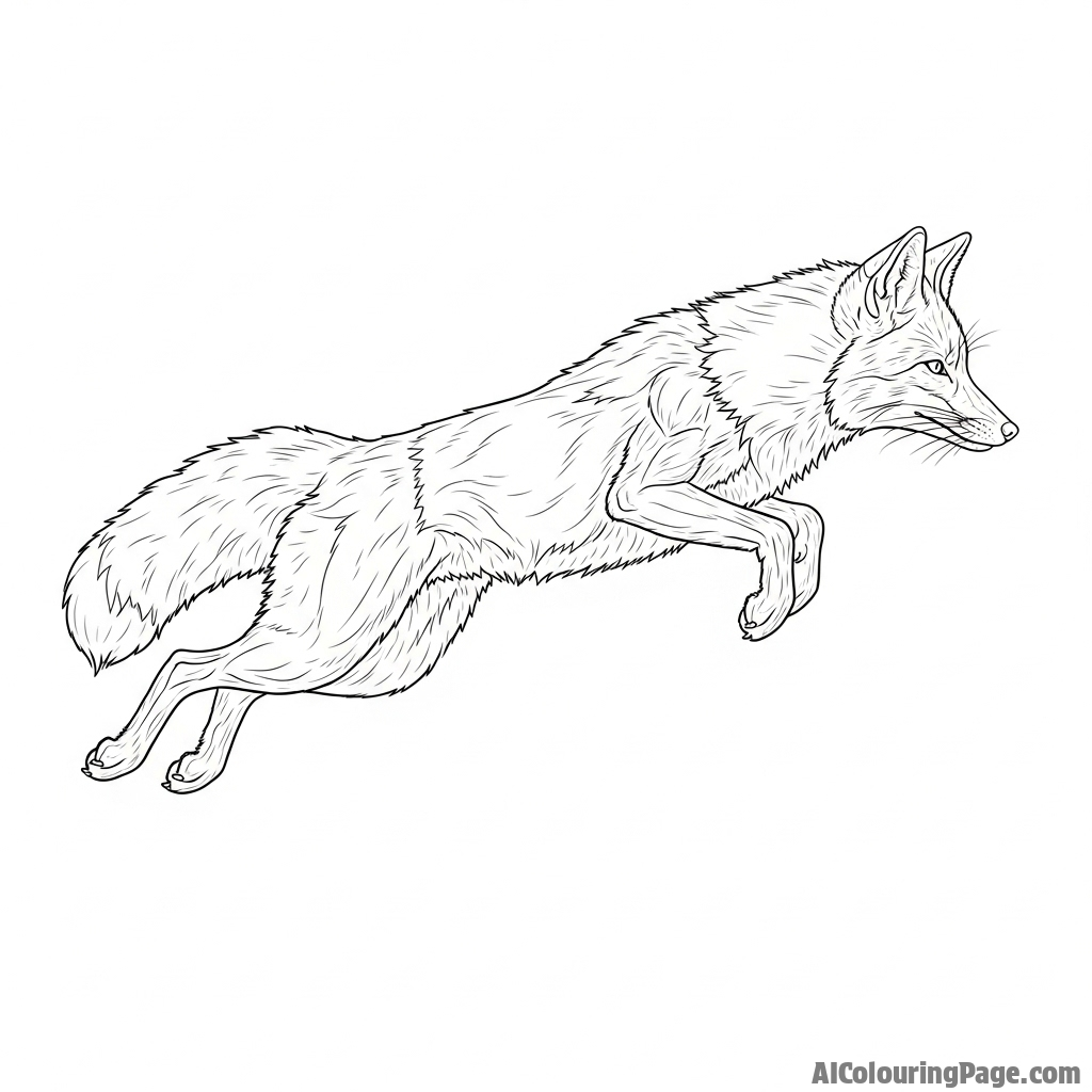 A powerful fox mid-leap, captured in a high-speed photograph, muscles tensed.