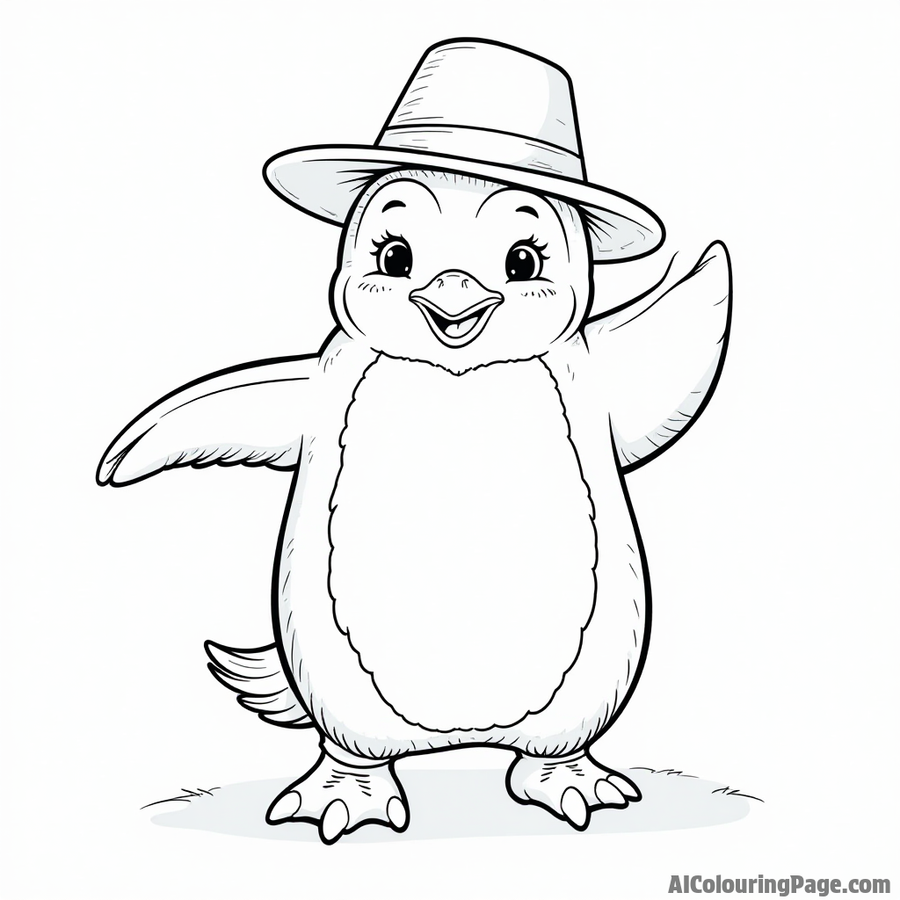 Dancing penguin wearing a hat