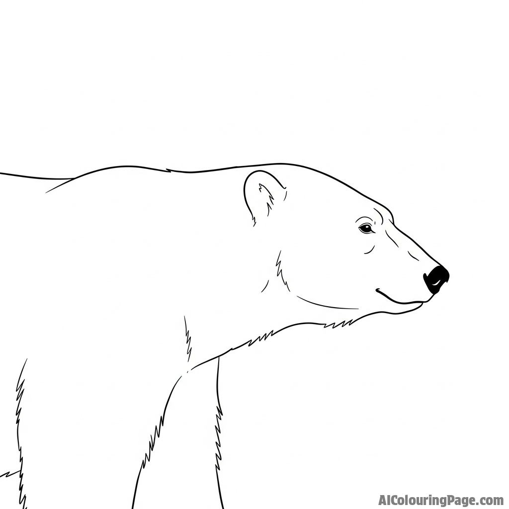 A minimalist line art illustration of a polar bear's profile.