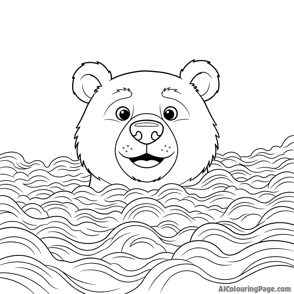 A bear’s face emerging from a thick morning fog.
