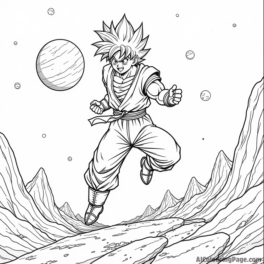 Goku landing on a new planet