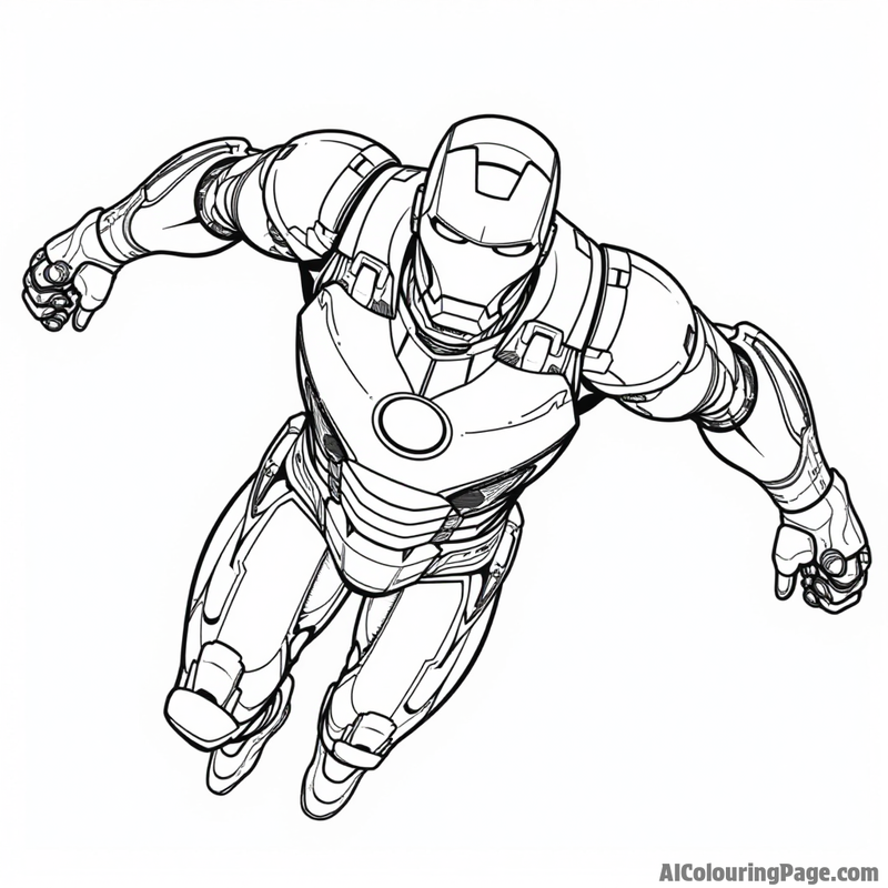 Iron Man in his suit, flying