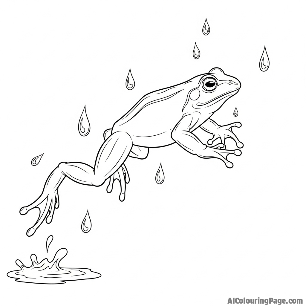 A frog frozen mid-jump, captured with a high-speed camera.
