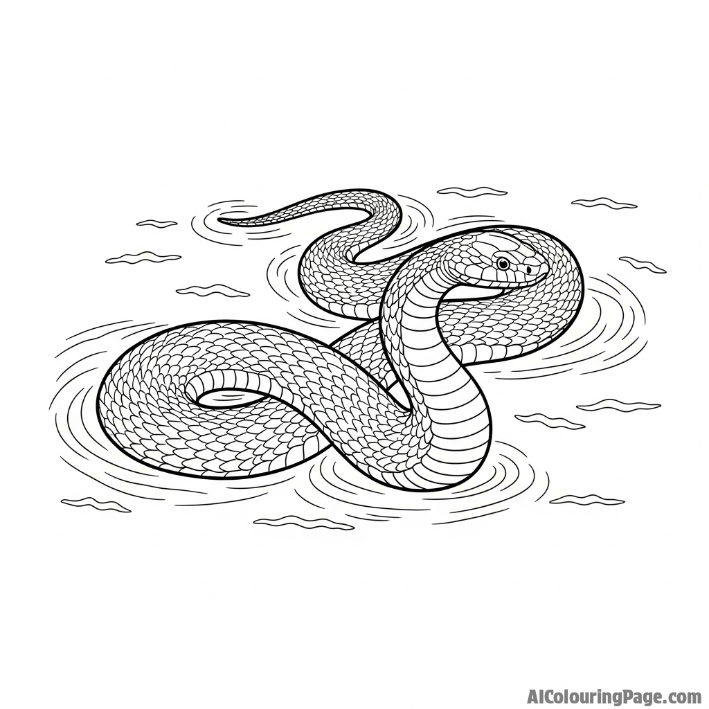 A snake swimming gracefully, its body creating powerful, serpentine undulations in clear water.