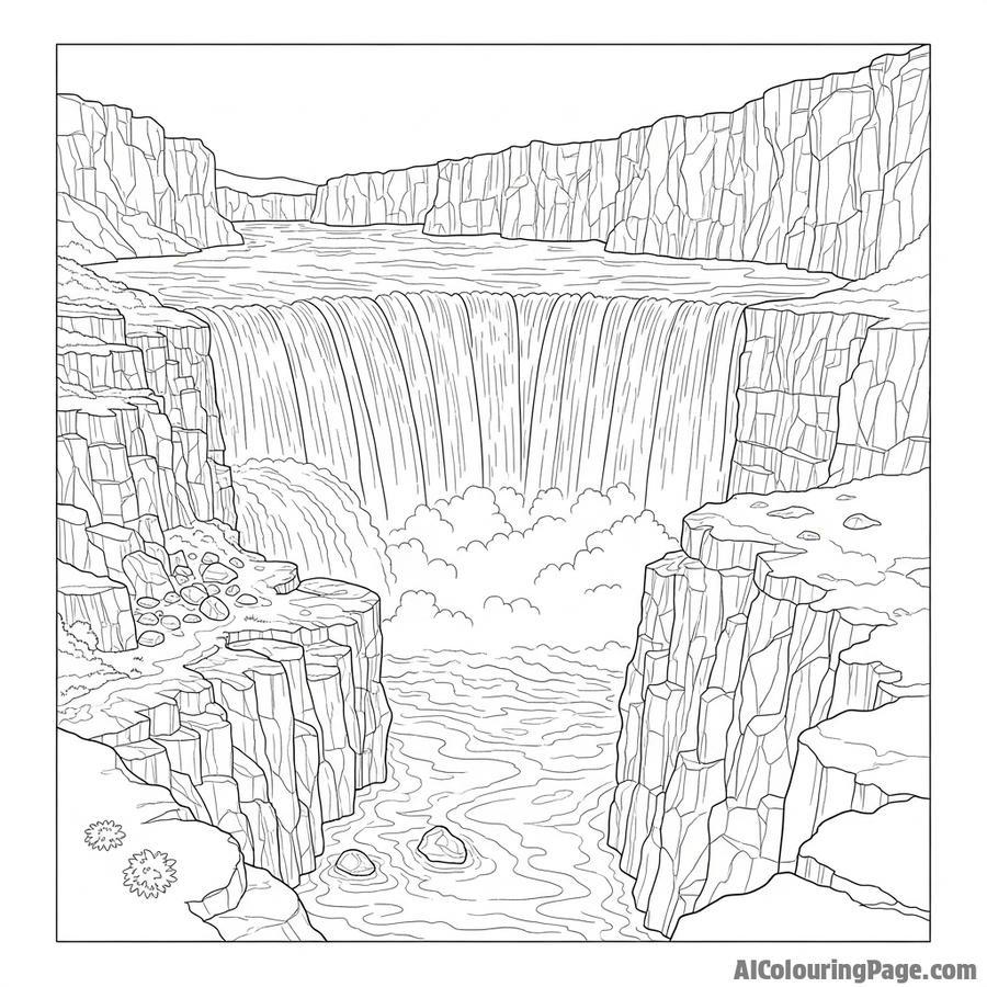 Free Waterfall Coloring Pages - Print in 60 Seconds | AI Colouring Page