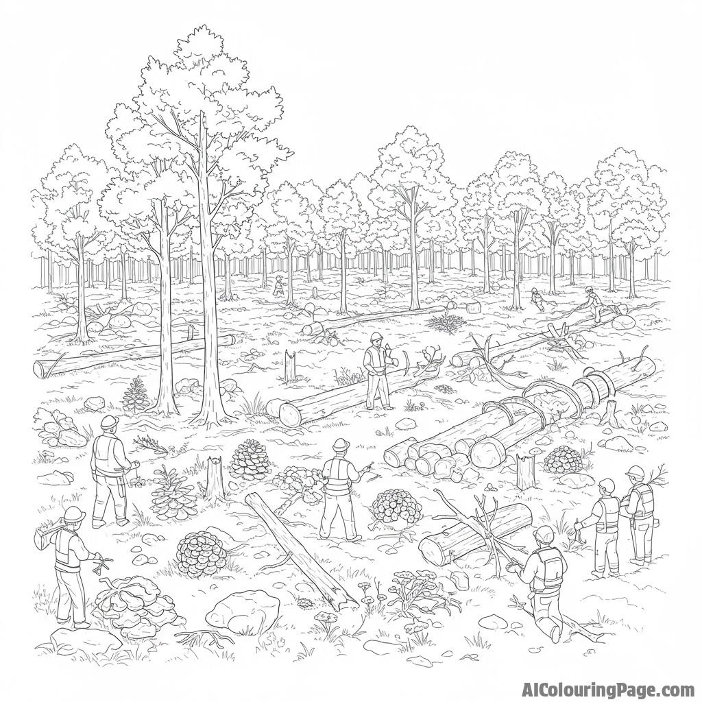 Deforested land being reforested by dedicated volunteers.