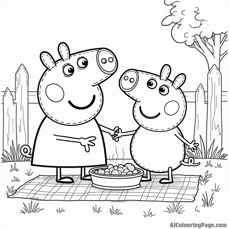 Peppa Pig having a picnic