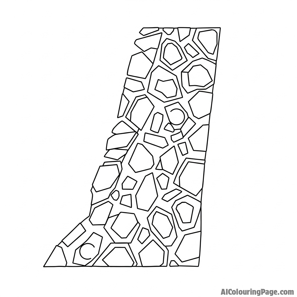 An abstract interpretation of a giraffe's pattern using only geometric shapes.