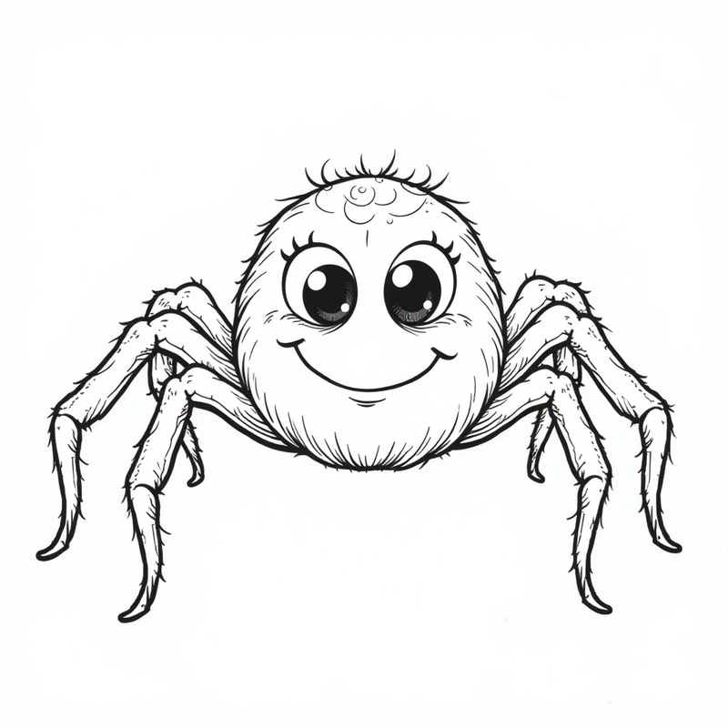 A friendly spider with big eyes smiling