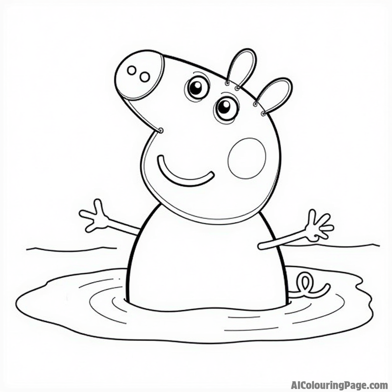 Peppa Pig learning to swim