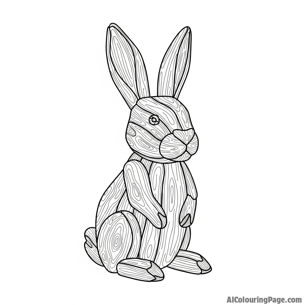 A rabbit made from polished, interlocking pieces of driftwood.