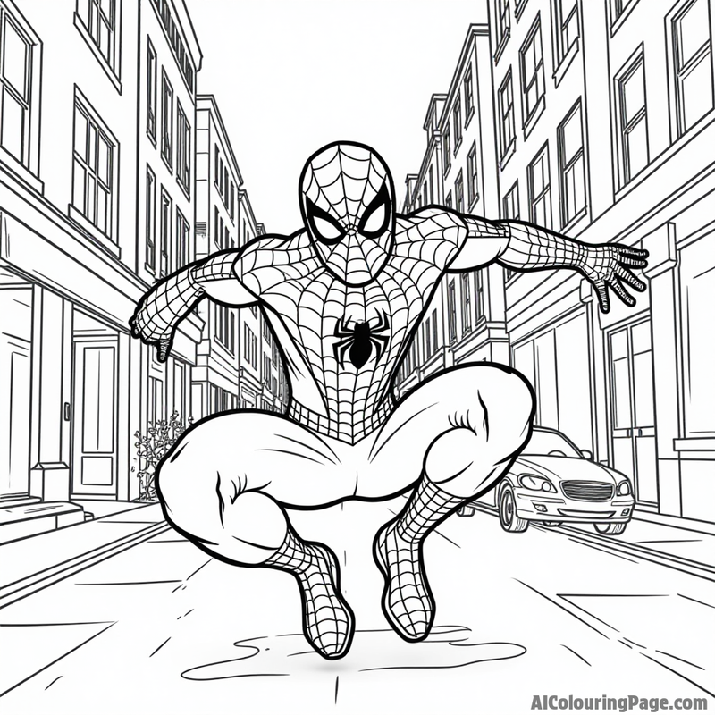 Spider-Man on a New York street