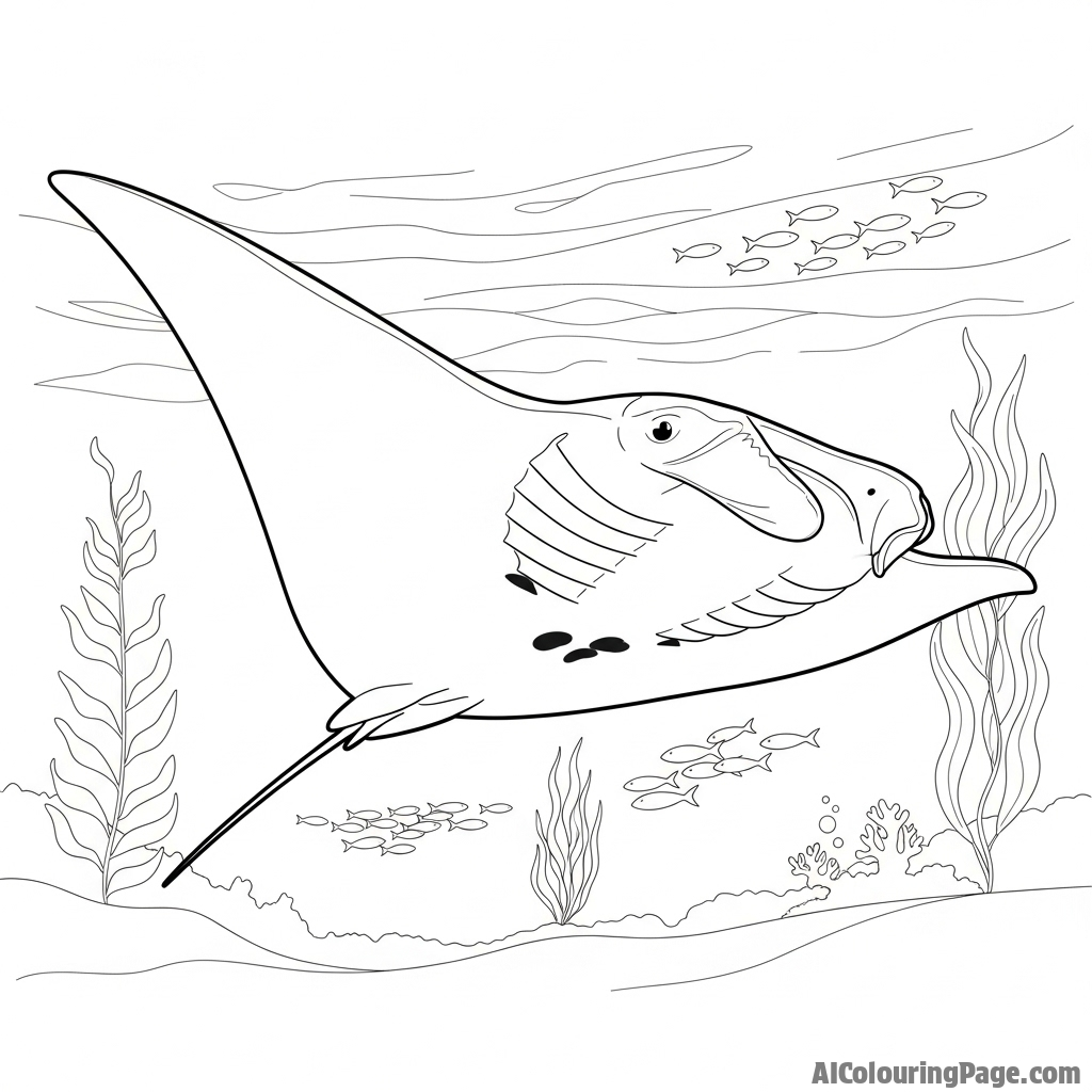 A manta ray soaring through the ocean depths like a giant, gentle bird.