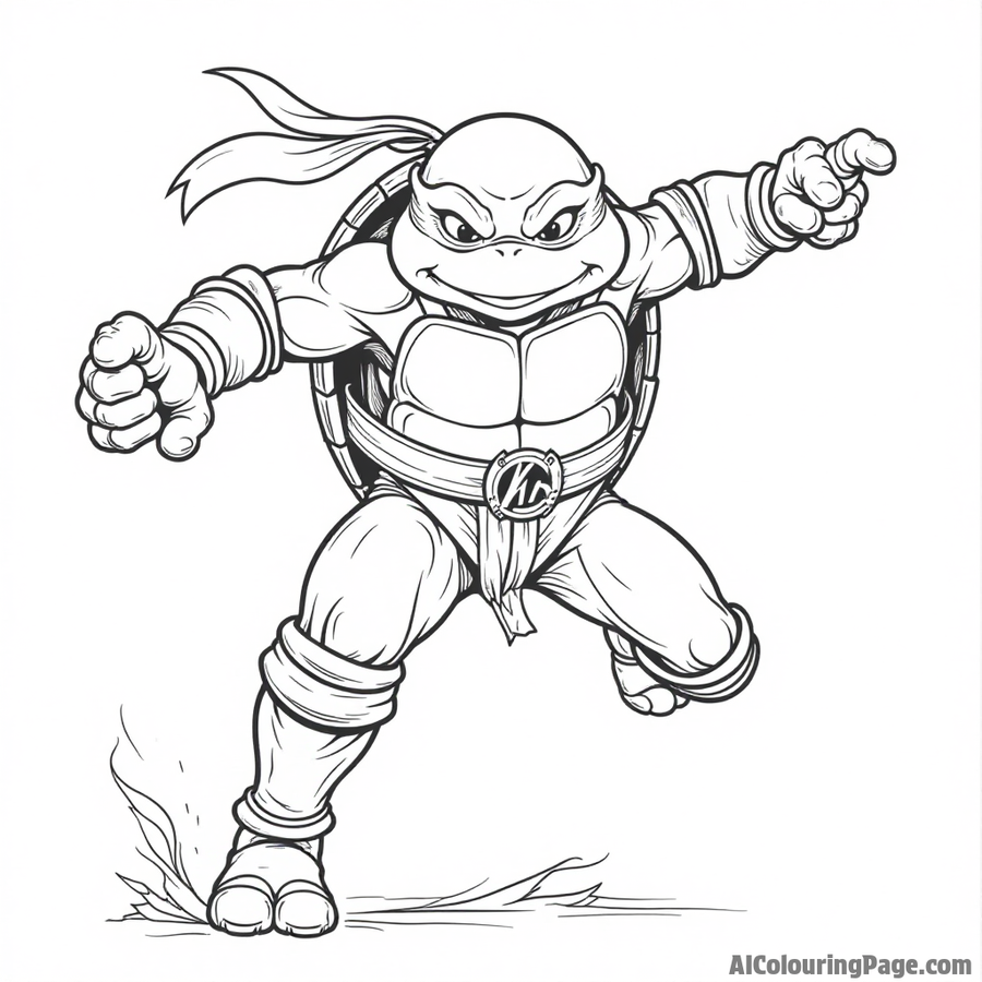 Ninja Turtle leaping through the air