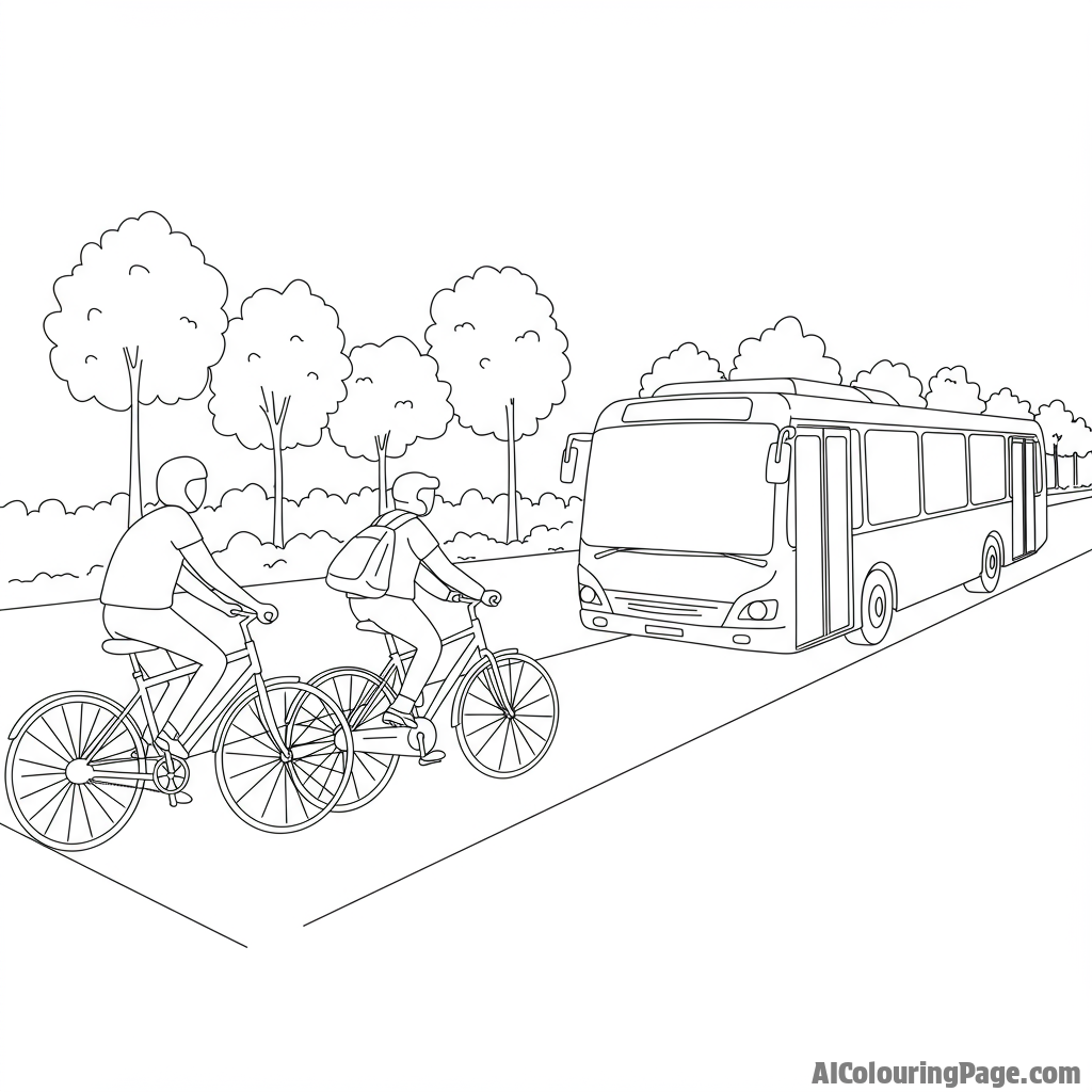 A sustainable transportation system with bicycles and buses.