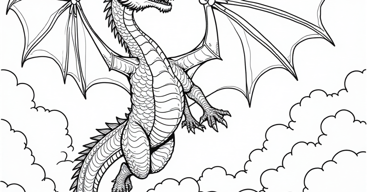Realistic Dragon Coloring Page Prompts | AI Colouring Page