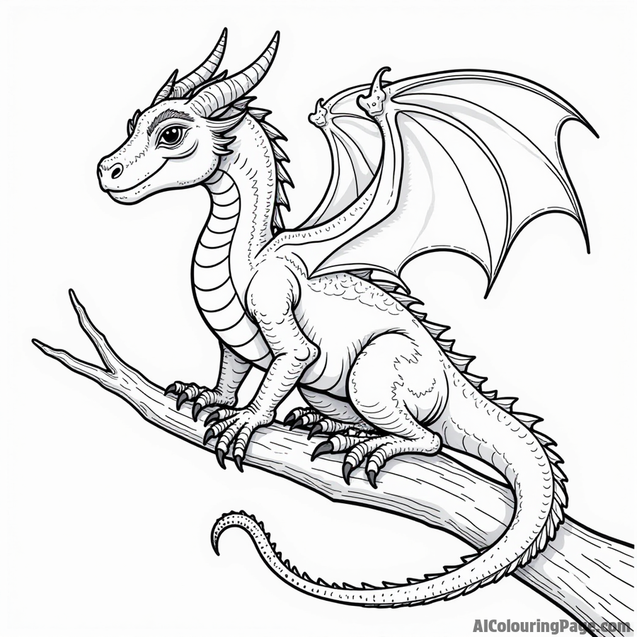 Realistic Dragon Coloring Page Prompts | AI Colouring Page
