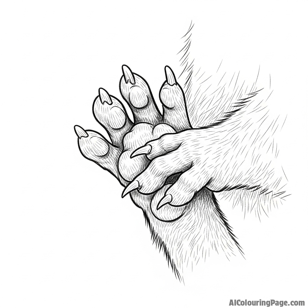 A detailed charcoal sketch of a mouse’s delicate paw.