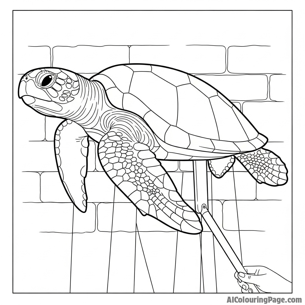 A shadow puppet of a turtle projected onto a wall.