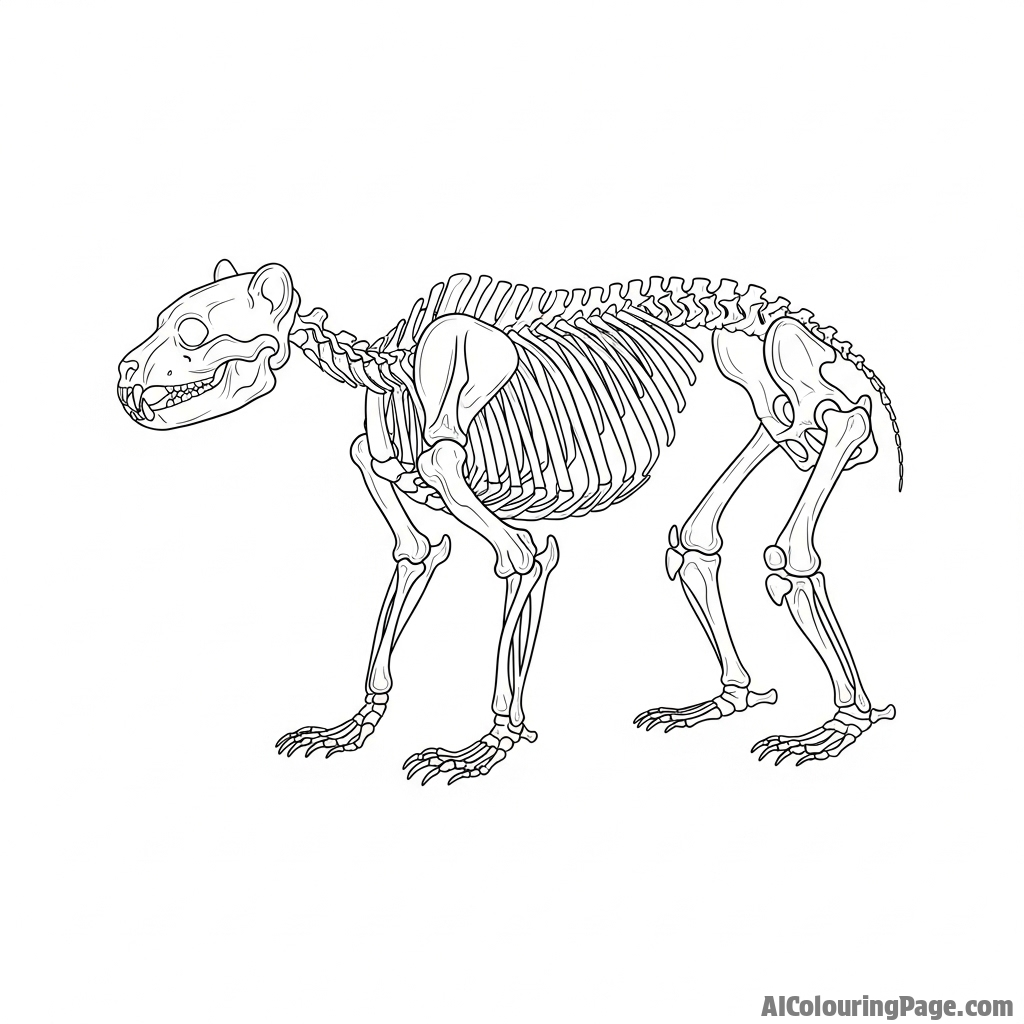A scientific illustration of a bear’s skeletal structure.