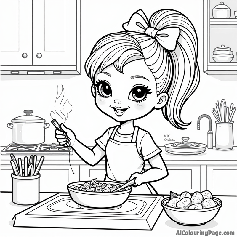 Bratz cooking in a gourmet kitchen