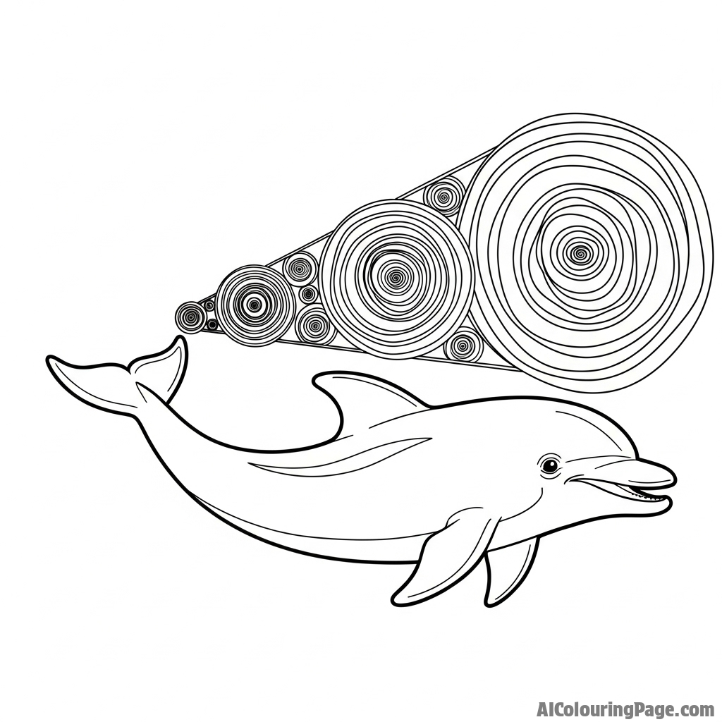 A visual representation of a dolphin’s echolocation clicks as intricate sound waves.