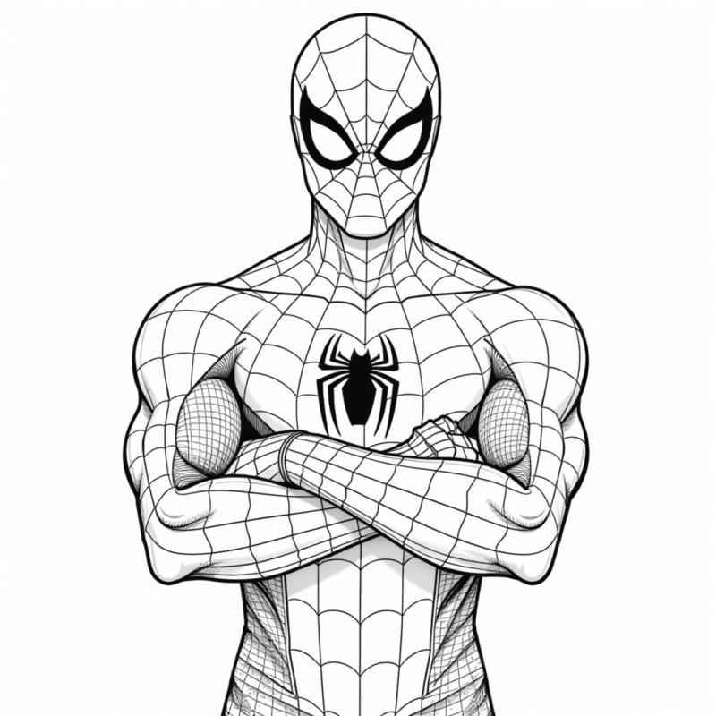 Spiderman arms crossed coloring page