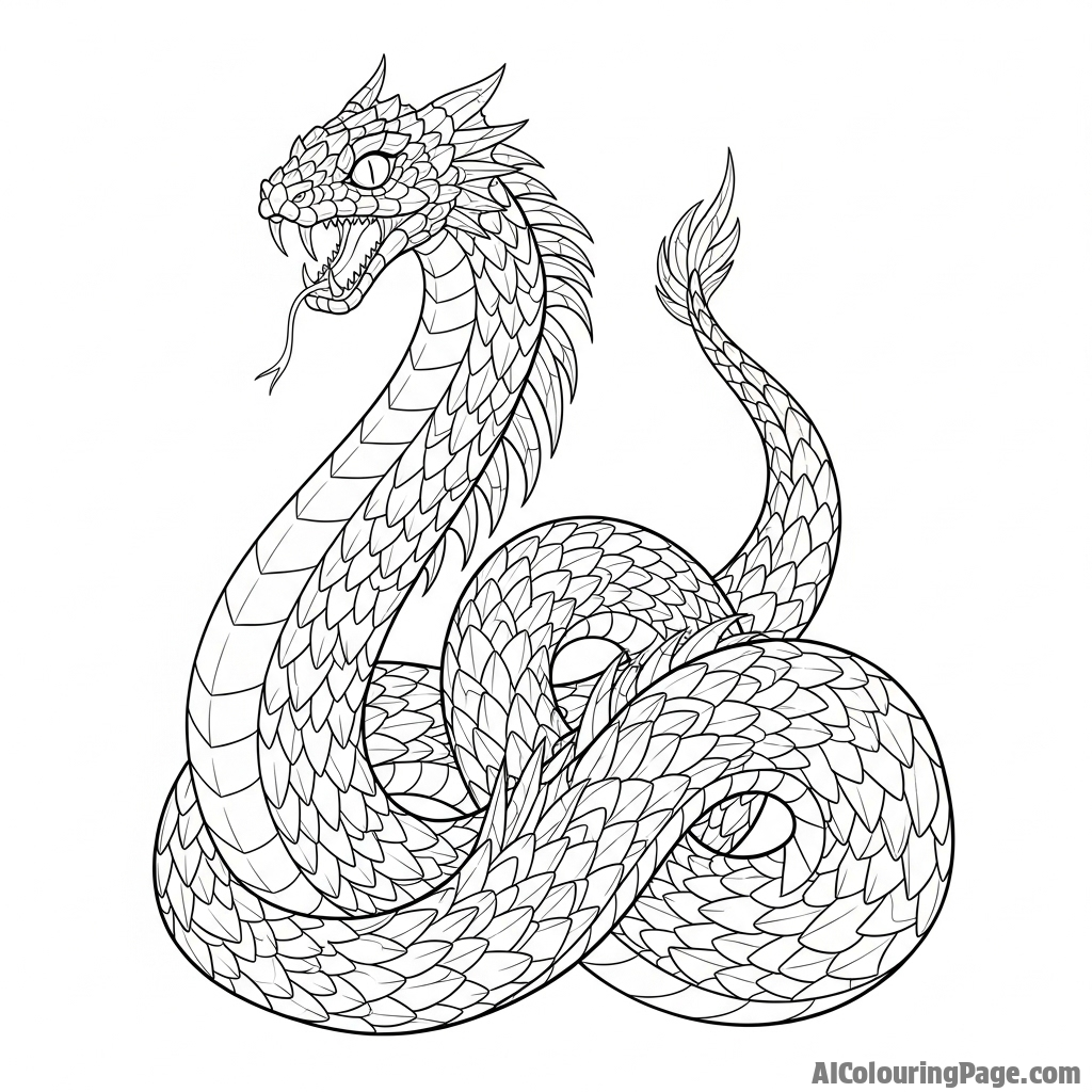 A fantasy serpent with shimmering, crystalline scales that refract light.