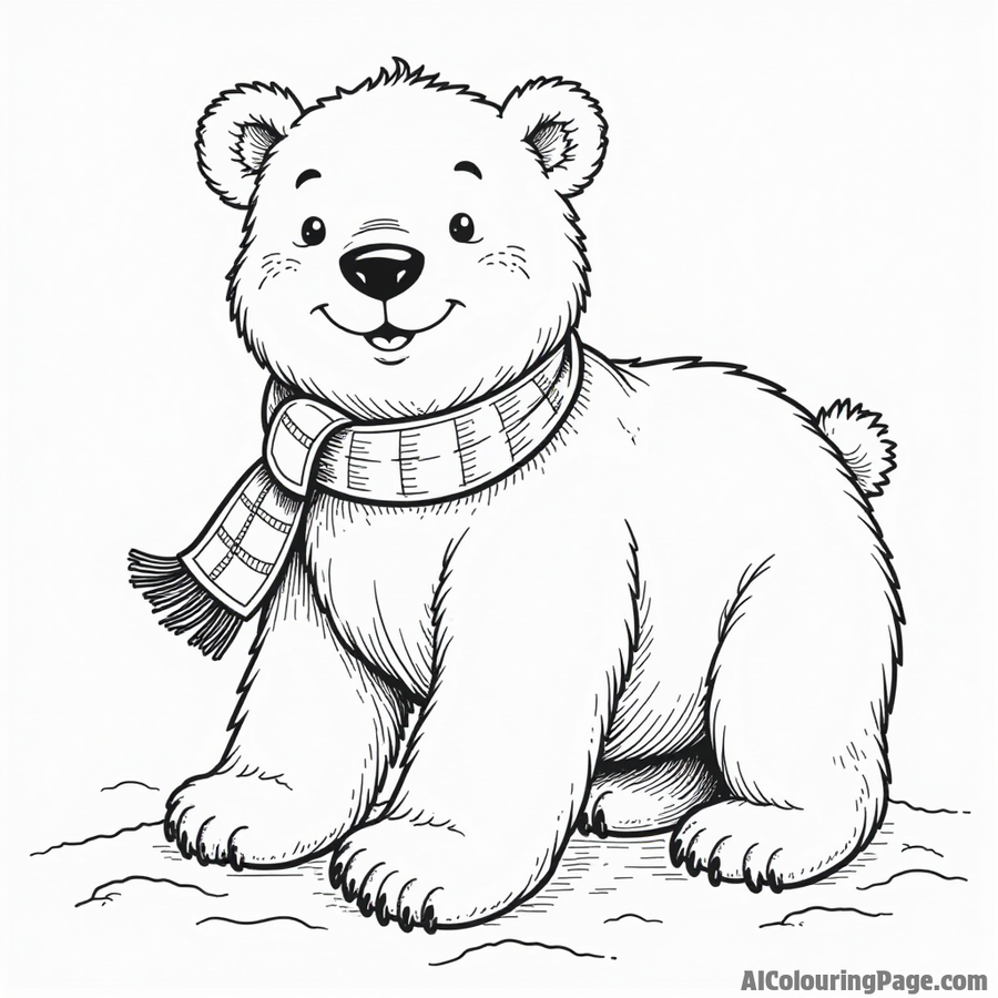 Polar bear with a Christmas scarf