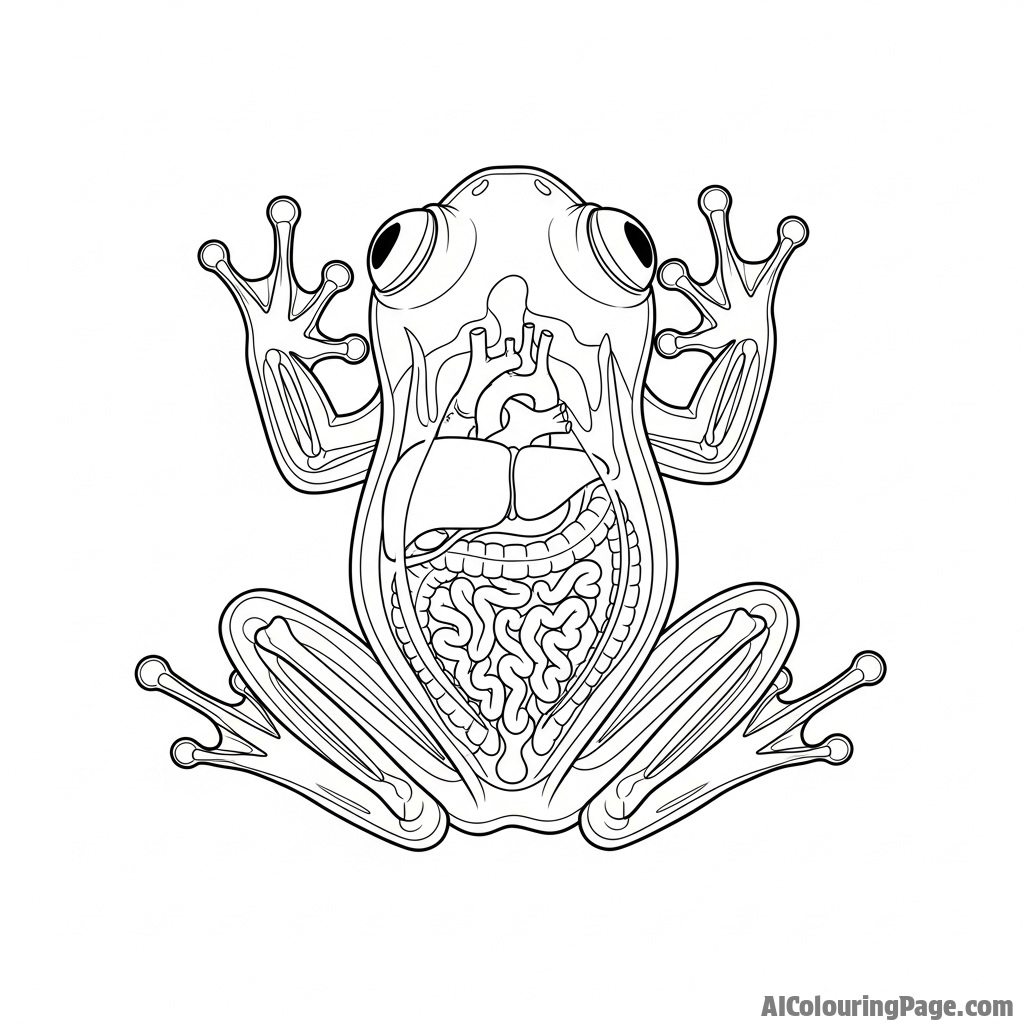 A glass frog seen from below, its internal organs faintly visible.