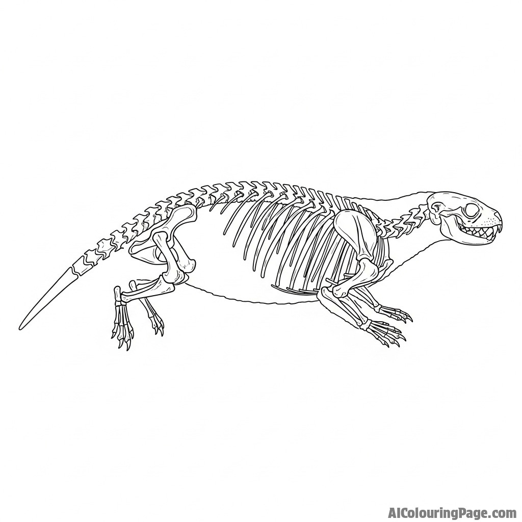 A precise scientific illustration detailing an otter’s skeletal structure.