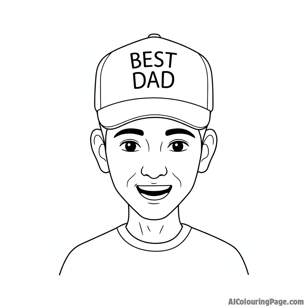 A father wearing a 'Best Dad' hat, smiling.