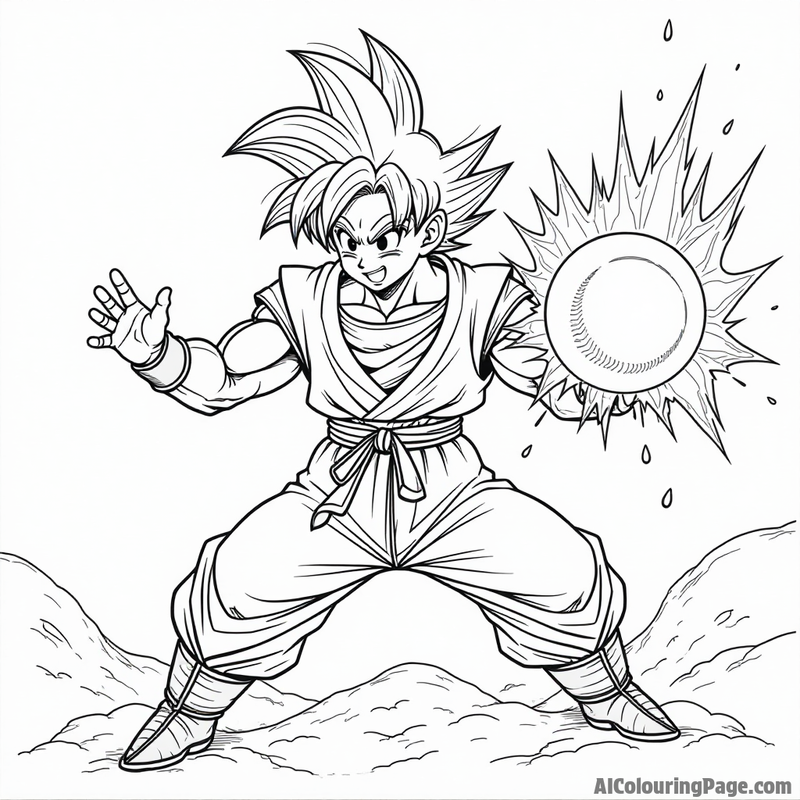 Goku using the Spirit Bomb