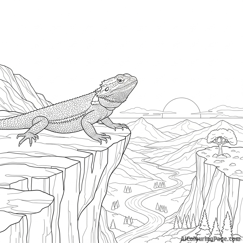 A lizard poised on the edge of a precipice, surveying the landscape below.