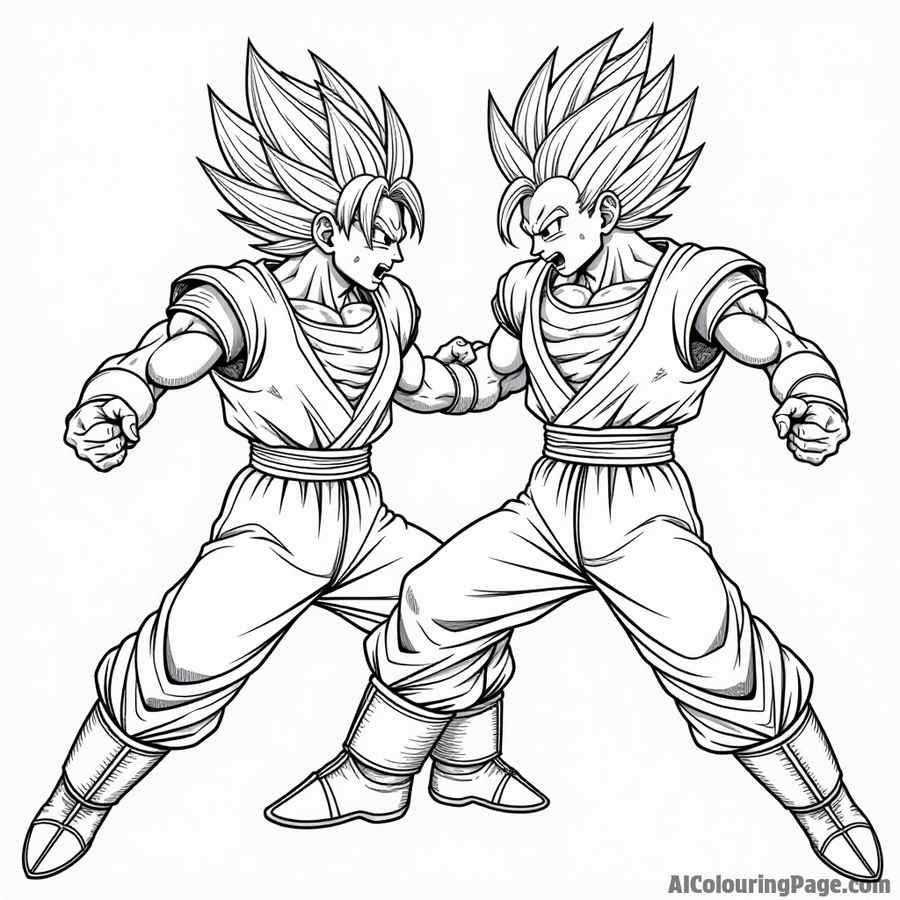 Goku fighting Vegeta