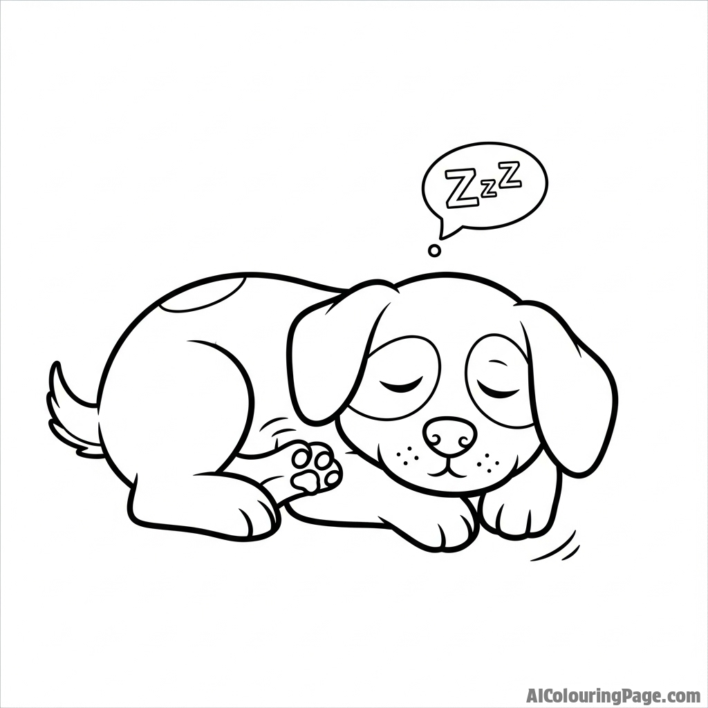 A sleeping dog, its paws twitching as it dreams