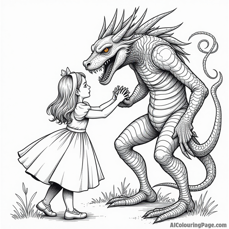 The Jabberwocky attacking Alice