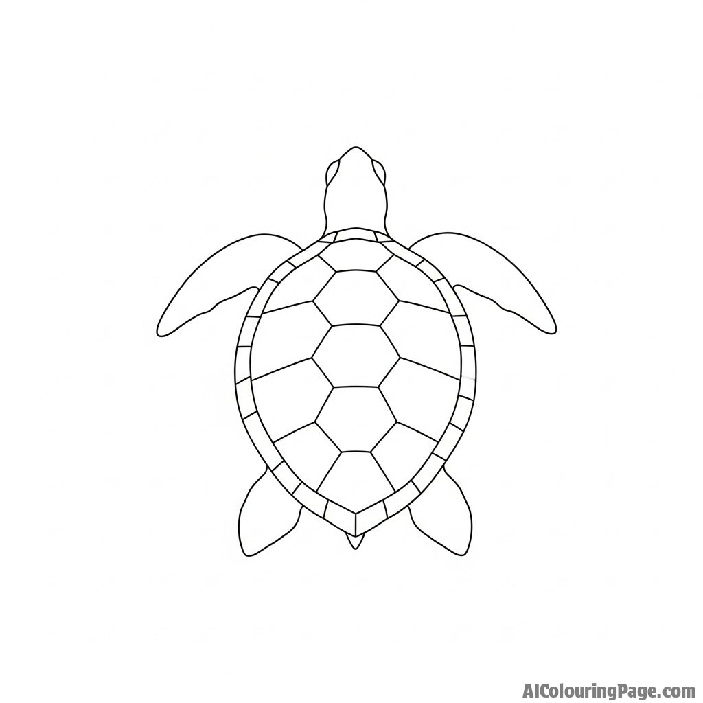 A minimalist line drawing of a turtle's form.