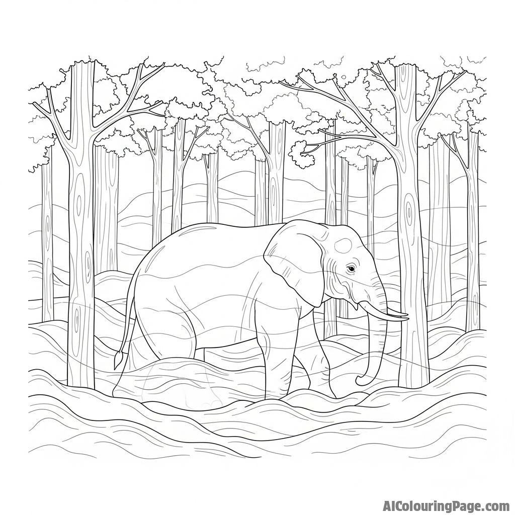 A ghostly, translucent elephant wandering through a foggy forest at night.