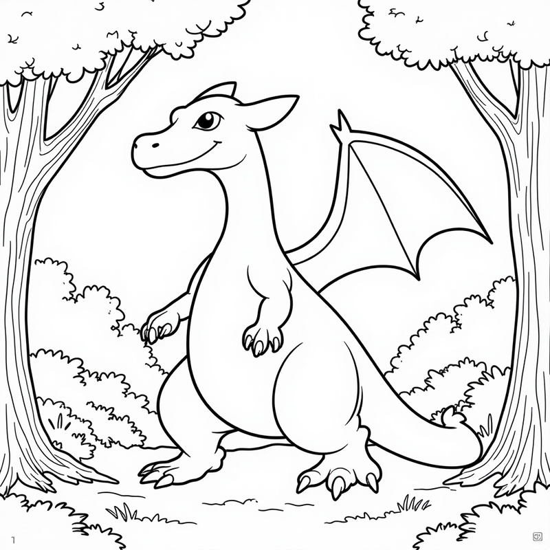 Charizard in a forest scene