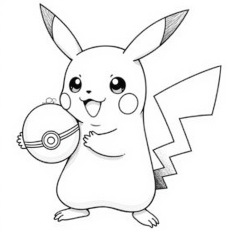 Pikachu holding a Poké Ball