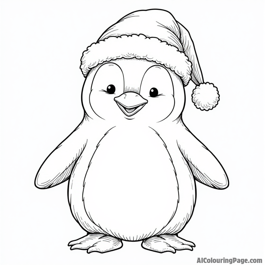 Penguin wearing a Santa hat